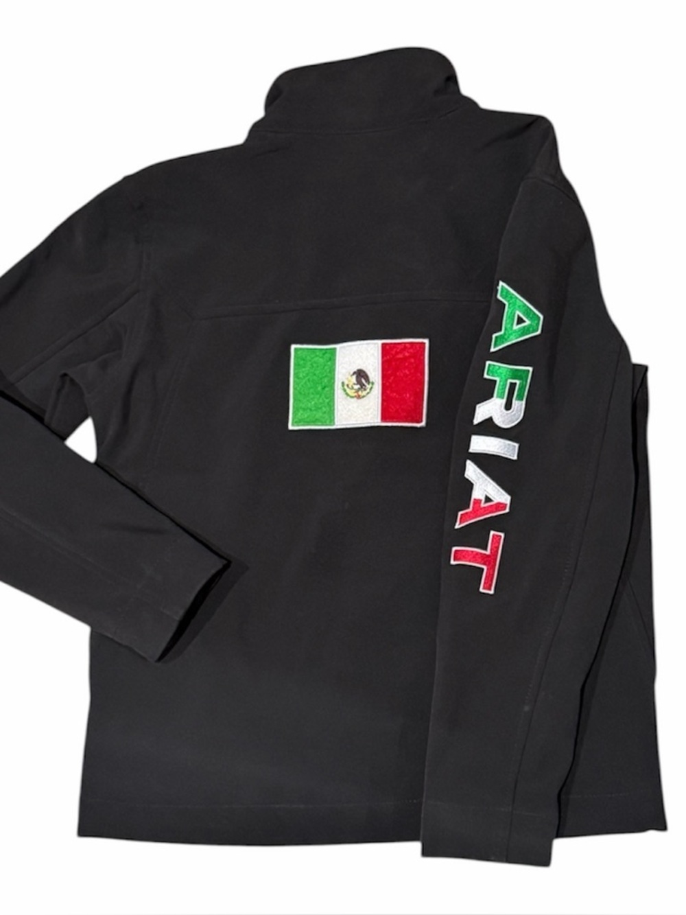 Boys Ariat Black Jacket with Mexican Flag Sleeve Logo
